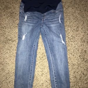 Distressed maternity full panel jegging
